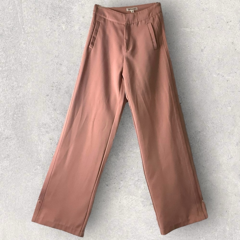 Wild Honey Mauve Trouser Tailored Pant High Waist Wide Leg‎ Office Stretch SZ S
